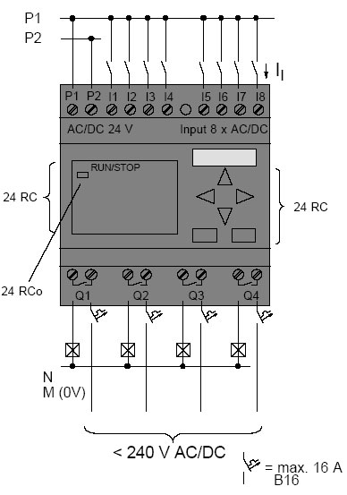 Схема подключения LOGO! 12/24RCо
