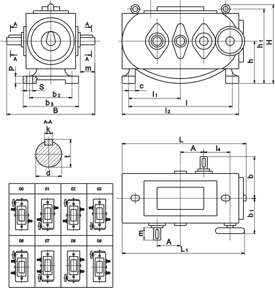 Габаритные и присоединительные размеры (вариатор без редуктора)